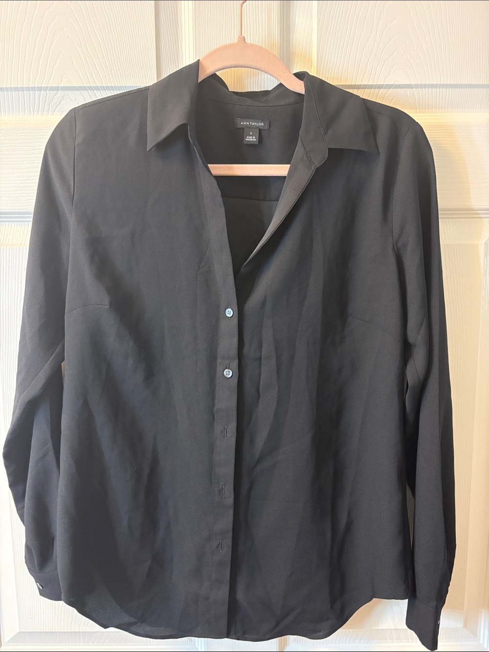 Ann Taylor Black Collared Shirt, S